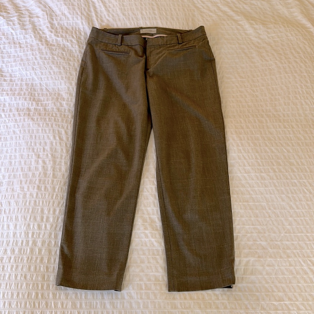 Cropped Cotton Glen Plaid Trousers